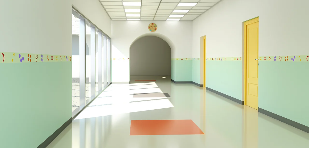 Glasfasertapeten - Bereits im Kindergarten-Korridor - Stock-Fotografie
