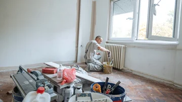 DIY zu Hause - Bild seiner Wohnung Mann - Stock-Fotografie